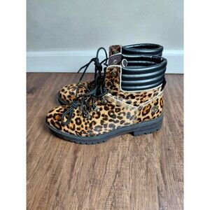Timberland Women‘s London Square Mid Hiker Boots Sz 9 Brown Leopard Print